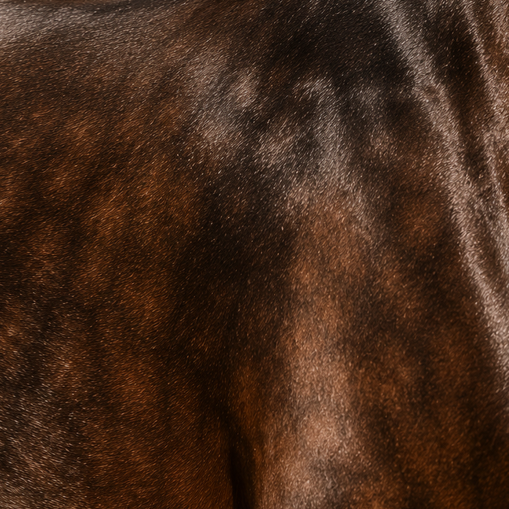 Close-up of a horse's back with a warm, earthy background